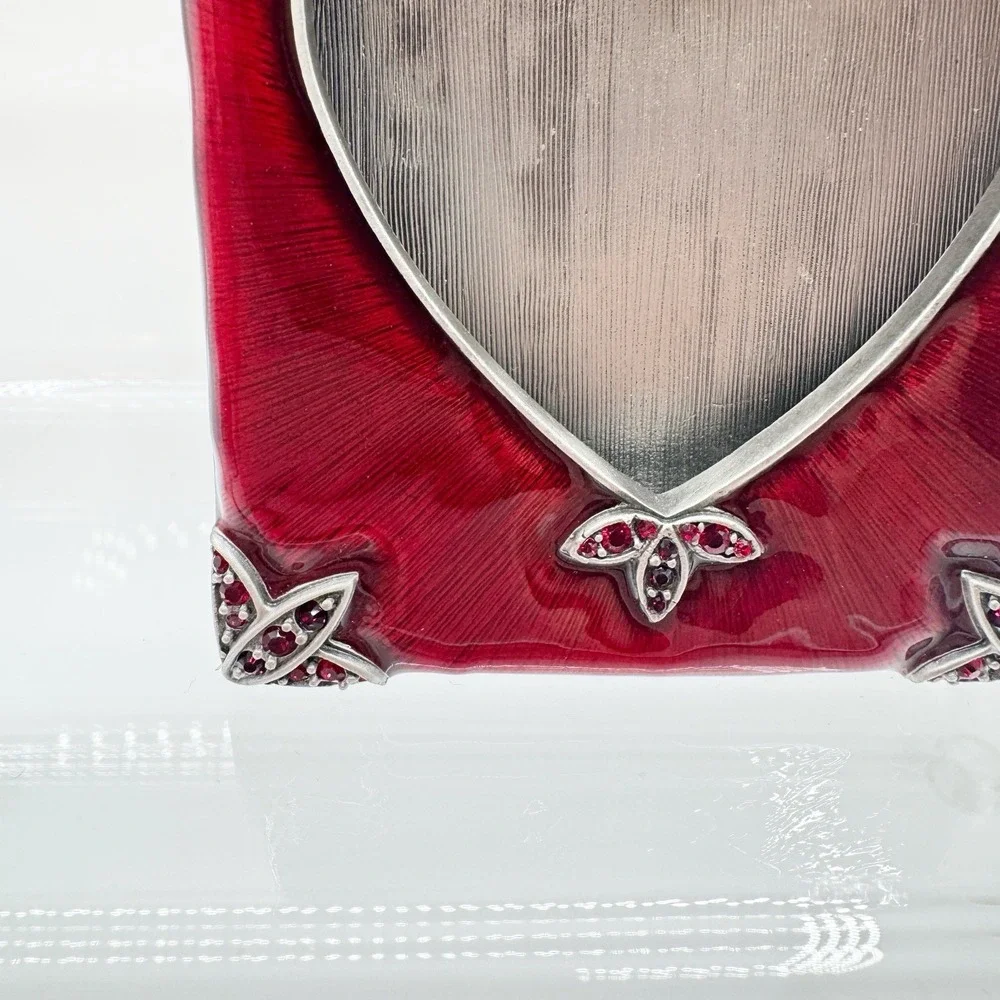 Jay Strongwater Red Enameled Mini Picture Frame Heart Square 3